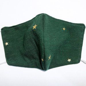 Homemade Green Gold Star Cotton Face Mask Cover